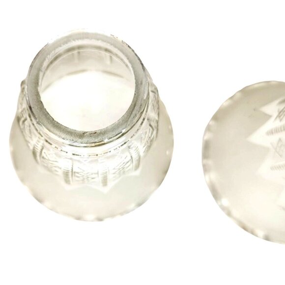 Vintage Frosted Glass Ruffled Lamp Shade Replacement, Diamond Crisscross Bell Li - Picture 6 of 16